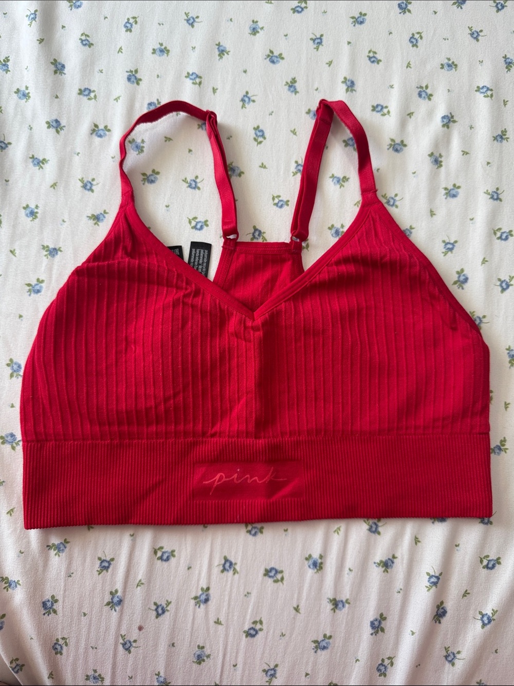 PINK Victoria's Secret Ribbed Red Sports Bralette
